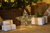 Festive LED Mesh Trees Festive Christmas BO Gold Lit Shimmer Star With Timer 30cm